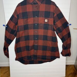 Carhartt Men's Rust and Black Checkered Shirt